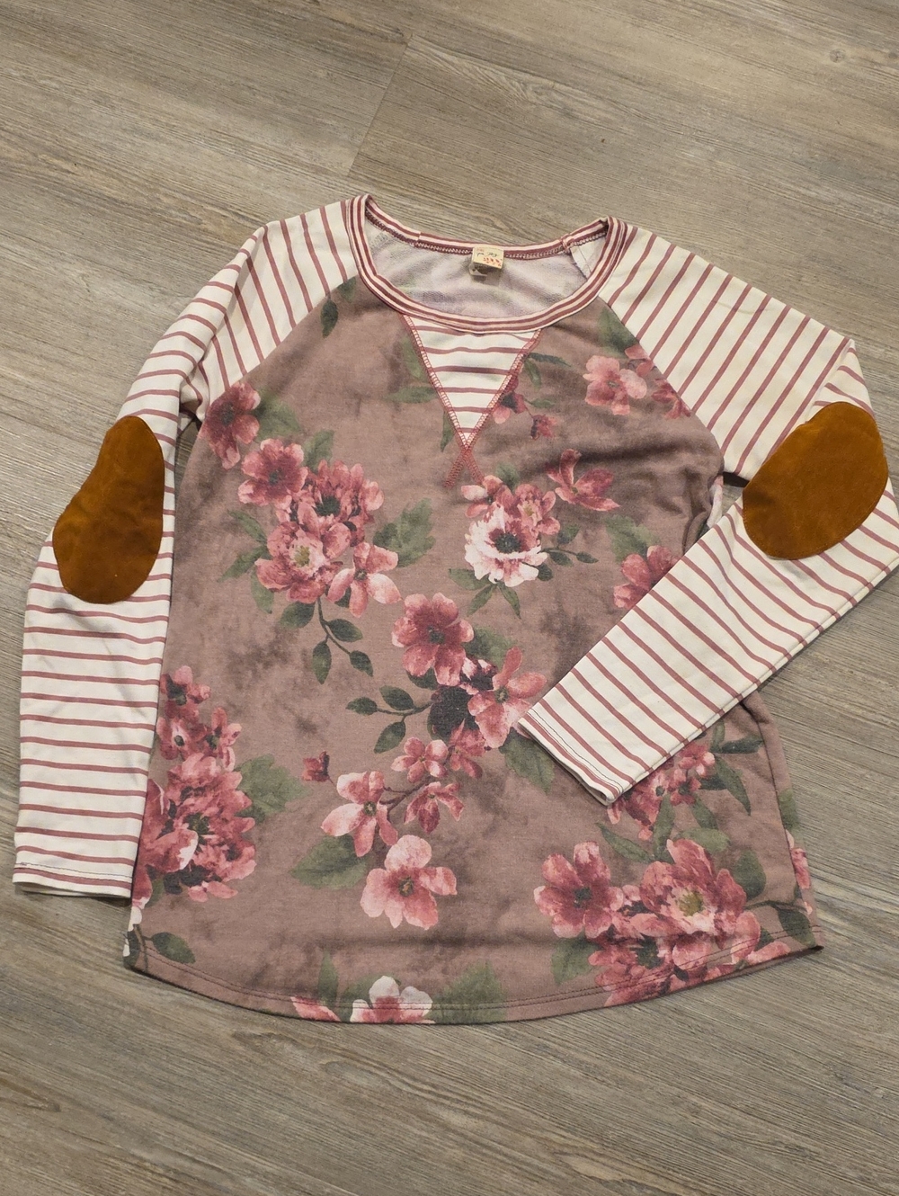 Floral Shirt With Striped Sleeves